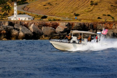US Coast Guard Maritime Safety and Security Team (MSST) 91114 patrols the coastline of Guantanamo Bay DVIDS358656