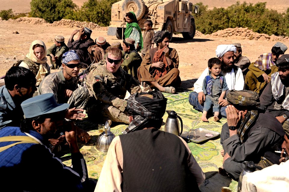 US Army Soldier and Afghan Police