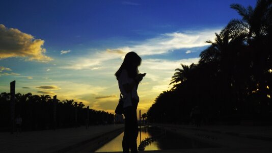 Silhouette portrait beach photo