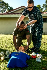 US military works with Fijian military forces to improve healthcare capabilities during Pacific Partnership 2015 150608-N-TQ272-133