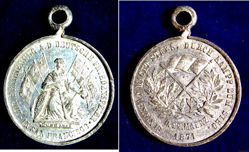 US Medal Franco-Prussian War, German San Francisco Peace Festival 22 March 1871