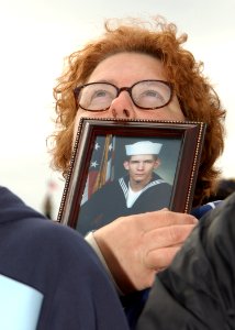 US Navy 020327-N-4374S-503 Mother patiently awaits Son's arrival