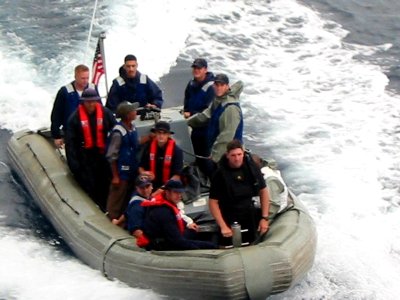 US Navy 020917-N-0000X-001 RHIB boat deployes from FFG 41 for rescue at sea
