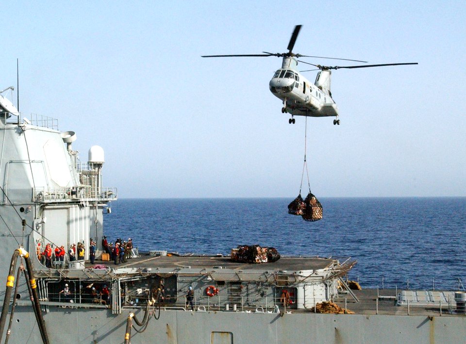 US Navy 020508-N-6492H-551 USS Seattle - unrep with USS Vicksburg