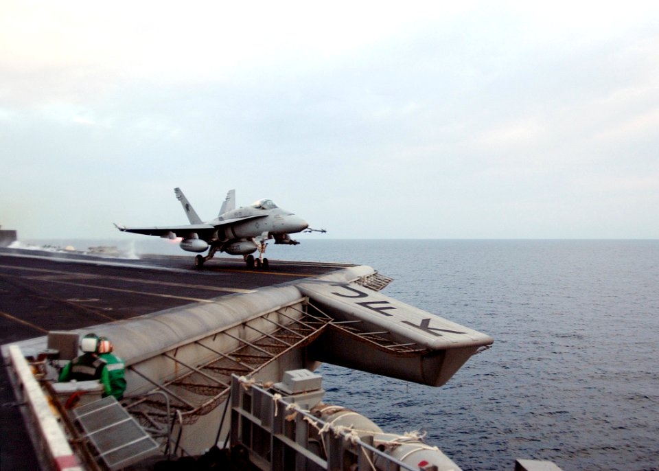 US Navy 020319-N-6492H-514 F-A-18 launches from USS John F. Kennedy