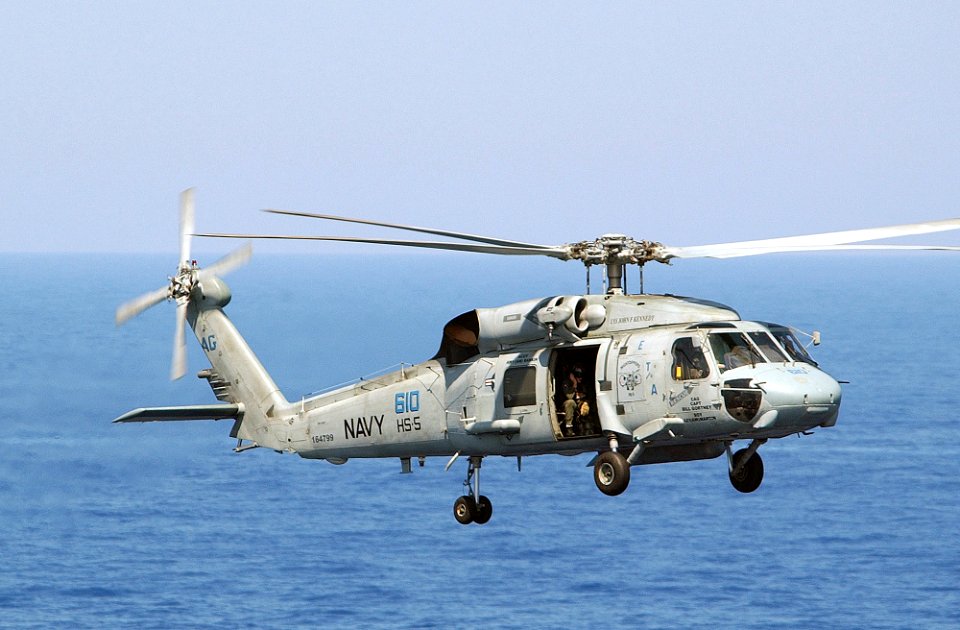 US Navy 020725-N-6492H-567 An HH-60H 'Seahawk' helicopter from the 'Nightdippers' from Helicopter Anti-Submarine - Search and Rescue Squadron Five (HS-5)