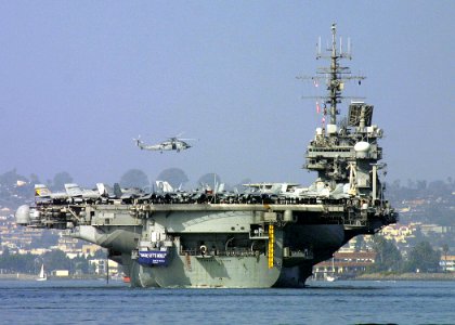 US Navy 021102-O-1144C-008 USS Constellation (CV 64) heads down San Diego bay