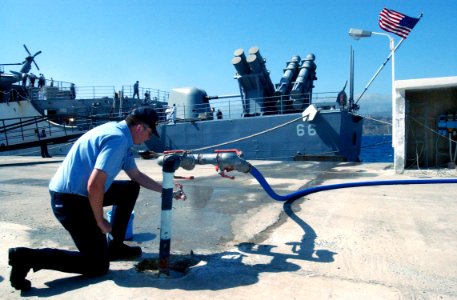 US Navy 020718-N-0780F-001 Water-testing during an NEPMU 7 port medical assessment