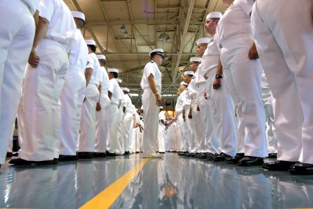 US Navy 021011-N-3228G-006 Personnel inspection aboard Naval Station Pearl Harbor photo