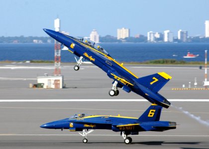 US Navy 021101-N-2329H-261 Blue Angels Six and Seven take flight