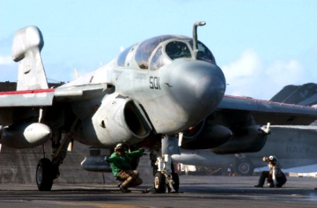 US Navy 021205-N-1810F-012 giving the signal indicating the holdback bar is secured