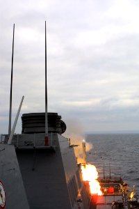 US Navy 021016-N-0000X-001 USS Stethem fires an improved Tomahawk cruise missile during tactical weapons control evaluations