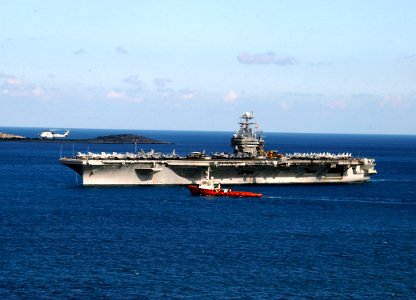 US Navy 021230-N-0780F-001 USS Harry S. Truman (CVN 75) arrives in Souda Bay for a New Year's holiday port visit