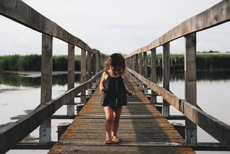 Walking wooden bridge