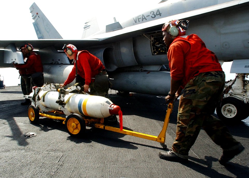 US Navy 020821-N-4374S-052 Aviation Ordnancemen assigned to the