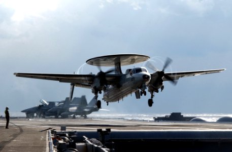 US Navy 030121-N-1810F-012 E-2C Hawkeye launches from USS Kitty Hawk