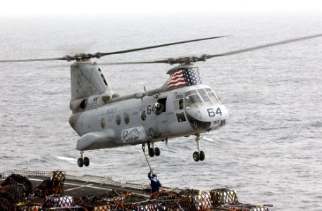 US Navy 030214-N-4142G-011 A CH-46 Sea Knight helicopter
