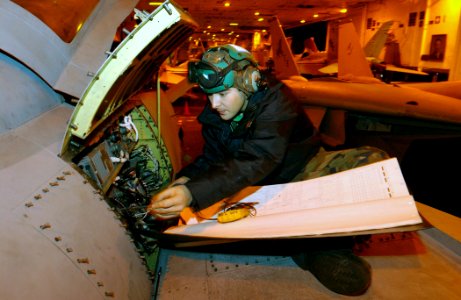 US Navy 030110-N-1328C-503 trouble shooting the circuits of an F-14