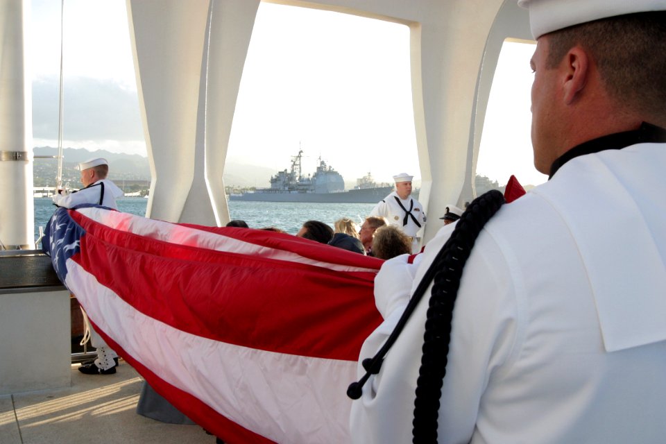US Navy 021207-N-3228G-008 Naval Station Pearl Harbor Ceremonial Guard prepares to perform morning colors