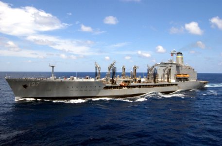 US Navy 030217-N-1810F-008 The Military Sealift Command ship USNS Pecos (T-AO 197) approaches USS Kitty Hawk during an underway replenishment (UNREP)