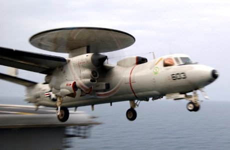 US Navy 030306-N-1810F-015 E-2C Hawkeye launches from USS Kitty Hawk CV 63