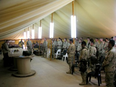 US Navy 030316-N-0728B-001 The camp mess tent doubles as a chapel as members of Fleet Hospital Three pause from their daily schedules in support of Operation Enduring Freedom to gather for Sunday services