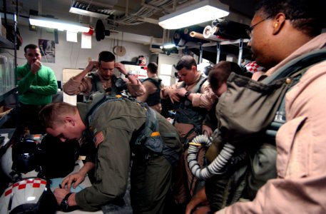 US Navy 030321-N-7781D-072 U.S. Naval Aviators assigned to the