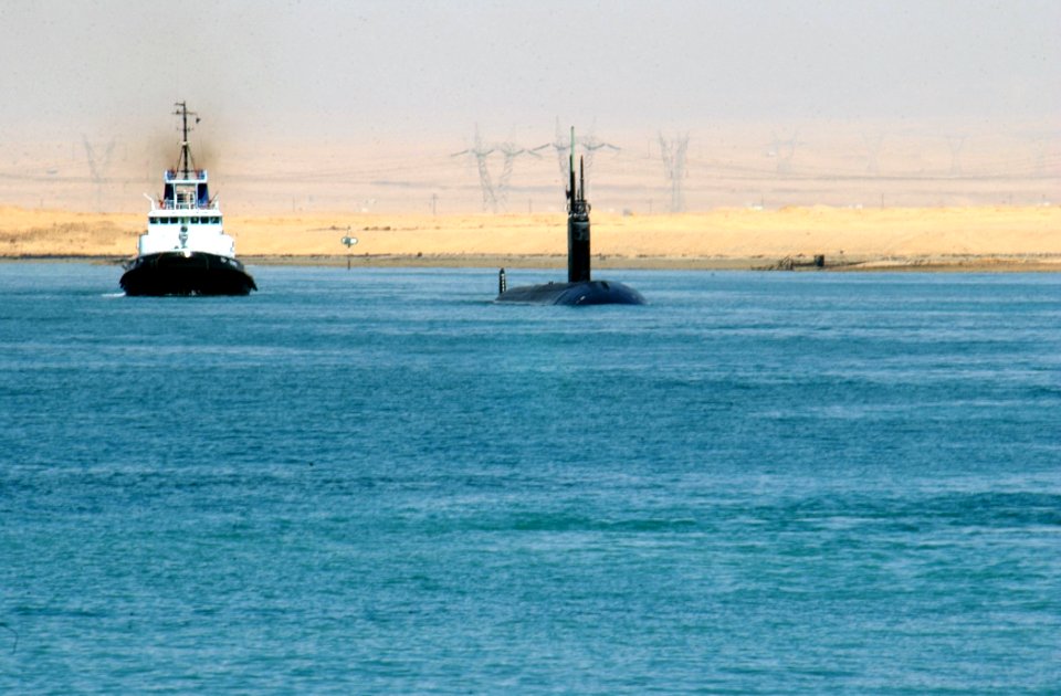 US Navy 030314-N-6141B-018 U.S. Navy submarine transits the Suez Canal