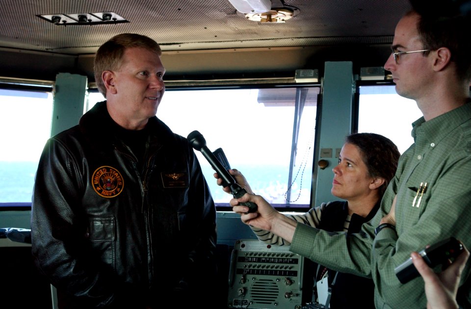 US Navy 030326-N-7781D-033 On the Flag Bridge of USS Harry S. Truman (CVN-75) Rear Admiral John D. Stufflebeem, Commander Task Force Sixty (CTF-60)