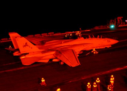 US Navy 030322-N-2410G-506 An F-14 Tomcat assigned to the Black Lions of Fighter Squadron Two One Three (VF-213) prepares to launch