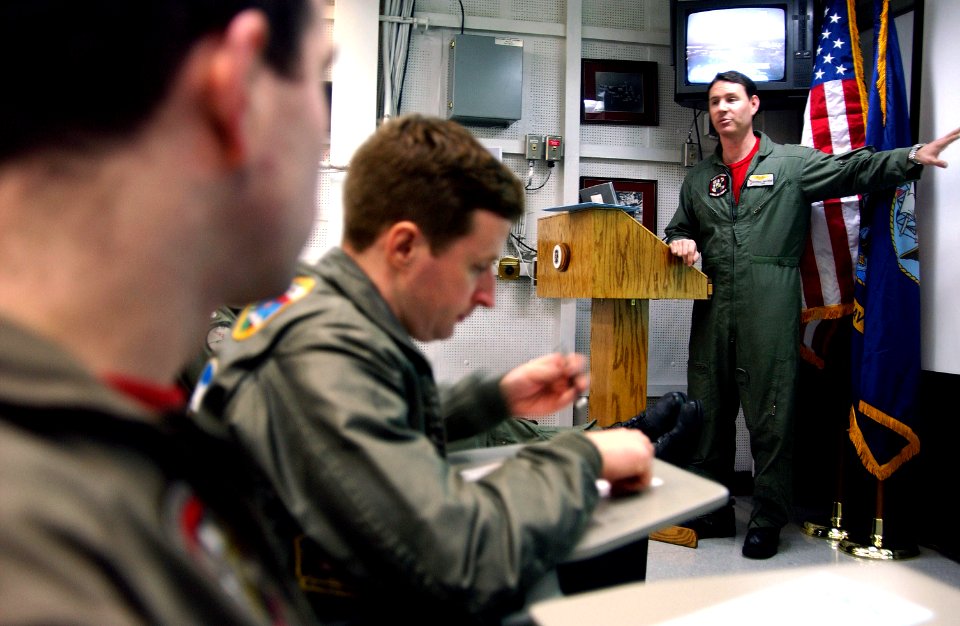 US Navy 030312-N-3235P-503 The Mediterranean Sea (Mar. 12, 2003) - Lt. Cmdr. Christopher Walker attached to the