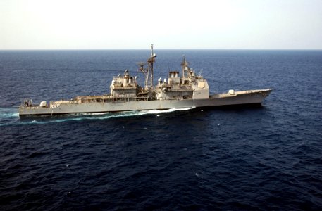 US Navy 030321-N-6141B-001 The guided missile cruiser USS San Jacinto (CG 56) underway conducting combat missions in support of Operation Iraqi Freedom