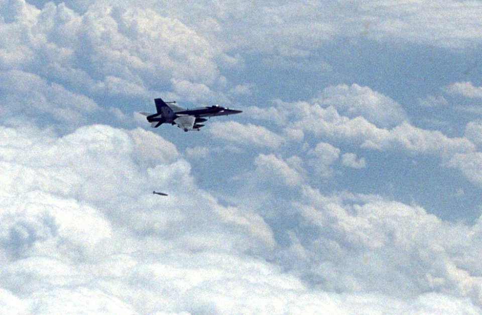 US Navy 030327-N-0000X-003 An F-A-18 Hornet assigned to the Silver Eagles of Marine Fighter Attack Squadron One One Five (VMFA-115)