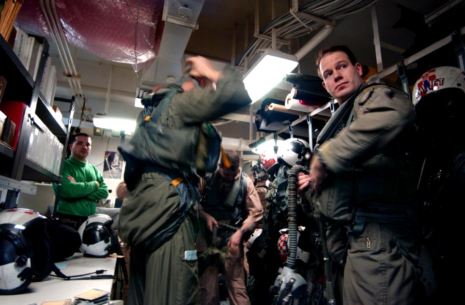 US Navy 030321-N-7781D-074 U.S. Naval Aviators assigned to the