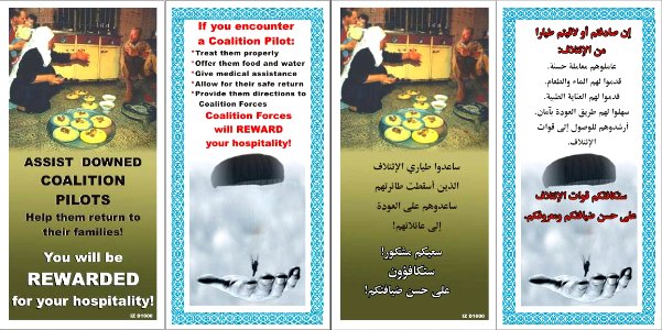 US Navy 030321-D-0000X-001 Coalition aircraft have been dropping leaflets urging the Iraqi people to assist downed coalition pilots