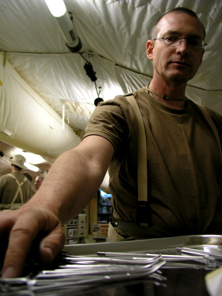 US Navy 030330-N-0728B-055 U.S. Navy Capt. Hans Brings, a Bethesda National Naval Medical Center Vascular Surgeon currently deployed to Fleet Hospital Three (FH-3)