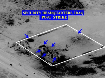 US Navy 030331-D-0000X-002 A post-strike photo of a security headquarters compound in Iraq photo