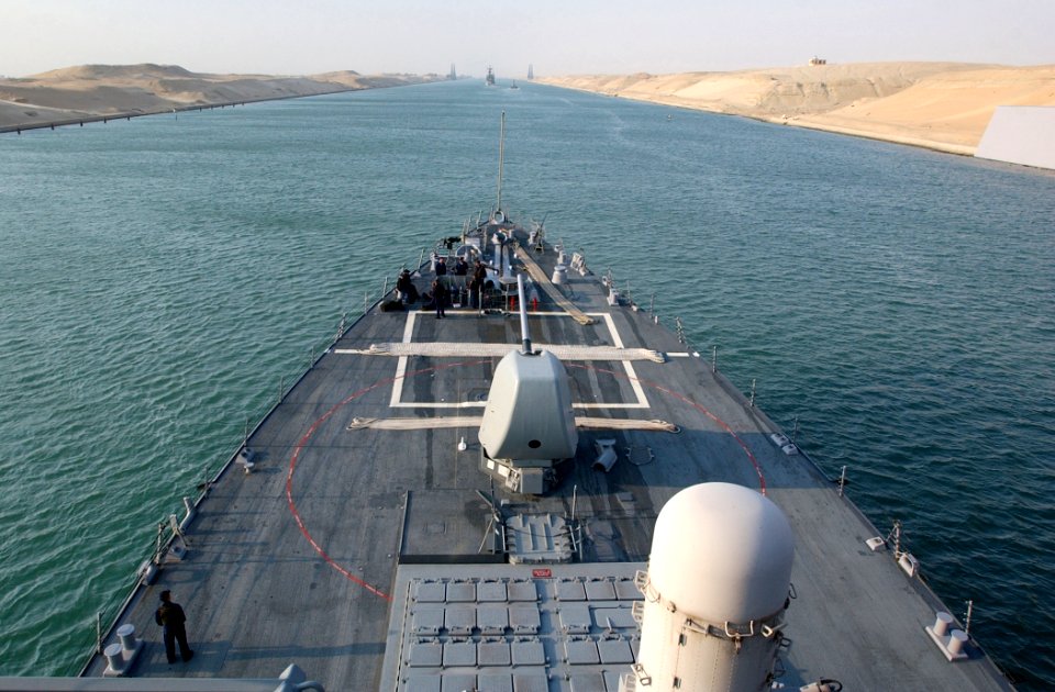 US Navy 030426-N-6141B-019 The guided missile destroyer USS Donald Cook (DDG 75) transits the Suez Canal. Donald Cook is one of the many warships supporting Operation Iraqi Freedom