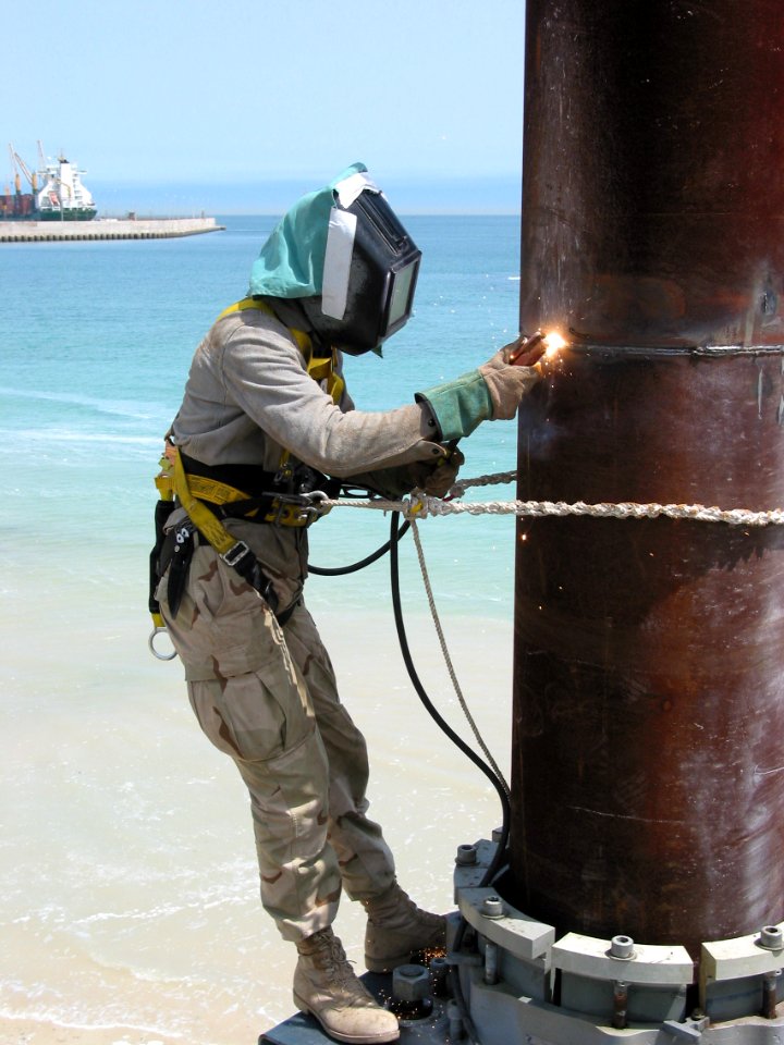 US Navy 030403-N-1050K-013 Steelworker 3rd Class Jason Fontaine of Amphibious Construction Battalion Two (ACB-2)