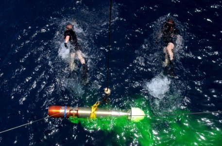 US Navy 030423-N-6141B-008 Interior Communications Electrician 3rd Class Brandon Jakubowski, left, and Damage Controlman 2nd Class Chad Courtmanche