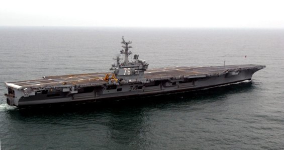 US Navy 030505-N-0610T-002 Sailors aboard the Precommissioning Unit (PCU) Ronald Reagan (CVN 76) took the world's newest aircraft carrier out to sea for the first time during Builder's Sea Trials off the coast of Virginia