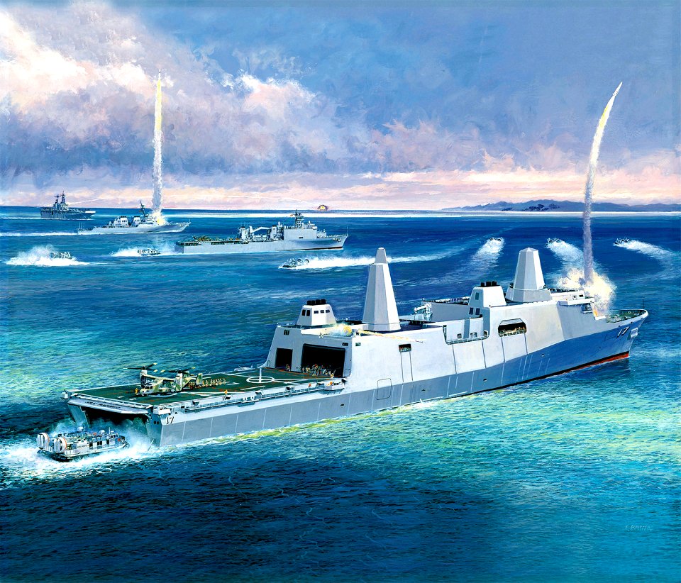 US Navy 030606-N-0000X-003 Artist's concept of the San Antonio Class amphibious transport dock ships