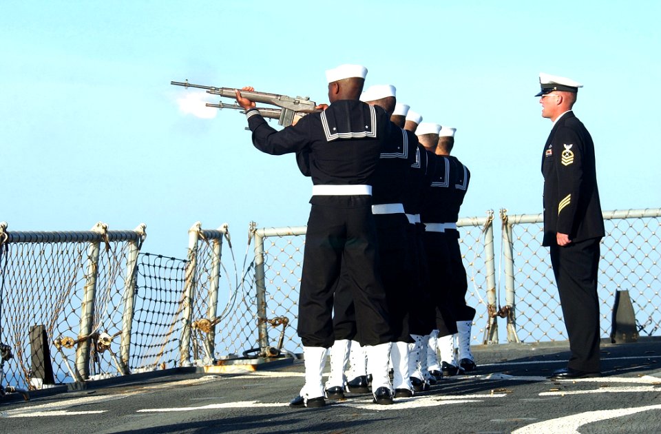 US Navy 030501-N-6141B-030 Officers ^ sailors aboard the Arleigh Burke class guided missile destroyer USS Donald Cook (DDG 75)