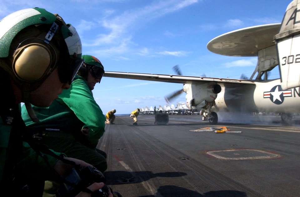 US Navy 030522-N-4953E-051 An E-2C Hawkeye is launched from one of four steam powered catapults on the flight deck aboard USS Harry S. Truman (CVN 75)