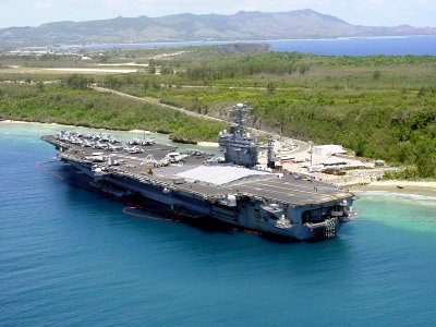 US Navy 030527-N-0000X-001 The aircraft carrier USS Carl Vinson (CVN 70) pier side in Apra Harbor, Guam
