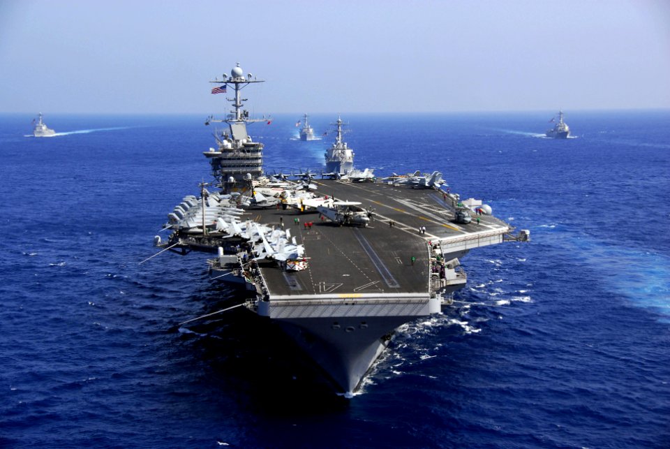 US Navy 090212-N-6597H-774 The Nimitz-class aircraft carrier USS John C. Stennis (CVN 74) transits in formation