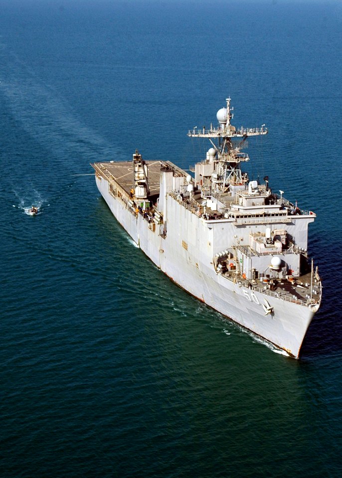 US Navy 090112-N-5681S-078 The amphibious dock landing ship USS Carter Hall (LSD 50) transits the Persian Gulf