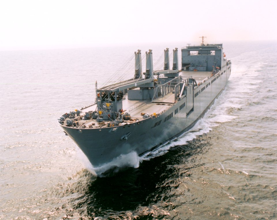 US Navy 030530-N-0000X-004 USNS Benavidez (T-AKR 306) conducts testing during sea trials