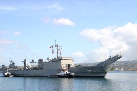 US Navy 030723-N-3228G-001 Mexican Navy ship Usumacinta (A-412), formerly USS Frederick (LST-1184), arrives in Pearl Harbor for a 10-day port visit
