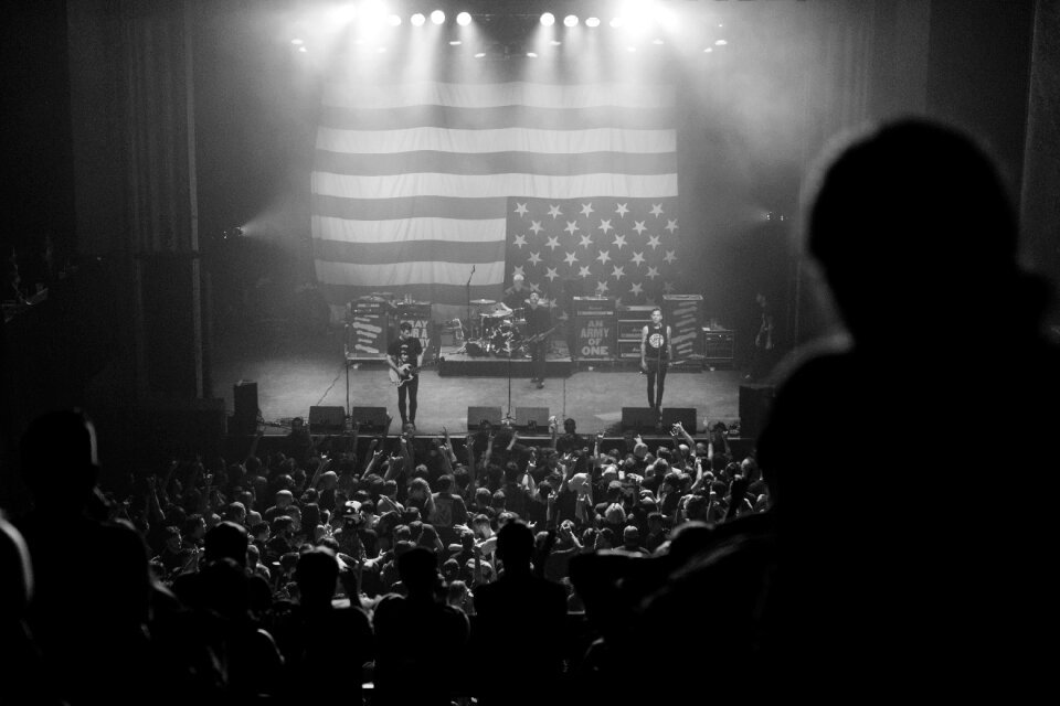 Crowd american flag photo